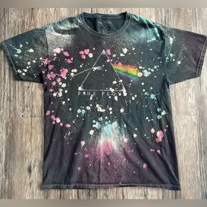 Pink Floyd Prism Graphic Tee Bleach Splatter Distressed Band Shirt Size M